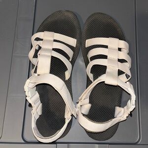 White Strappy Teva Sandals with Buckles